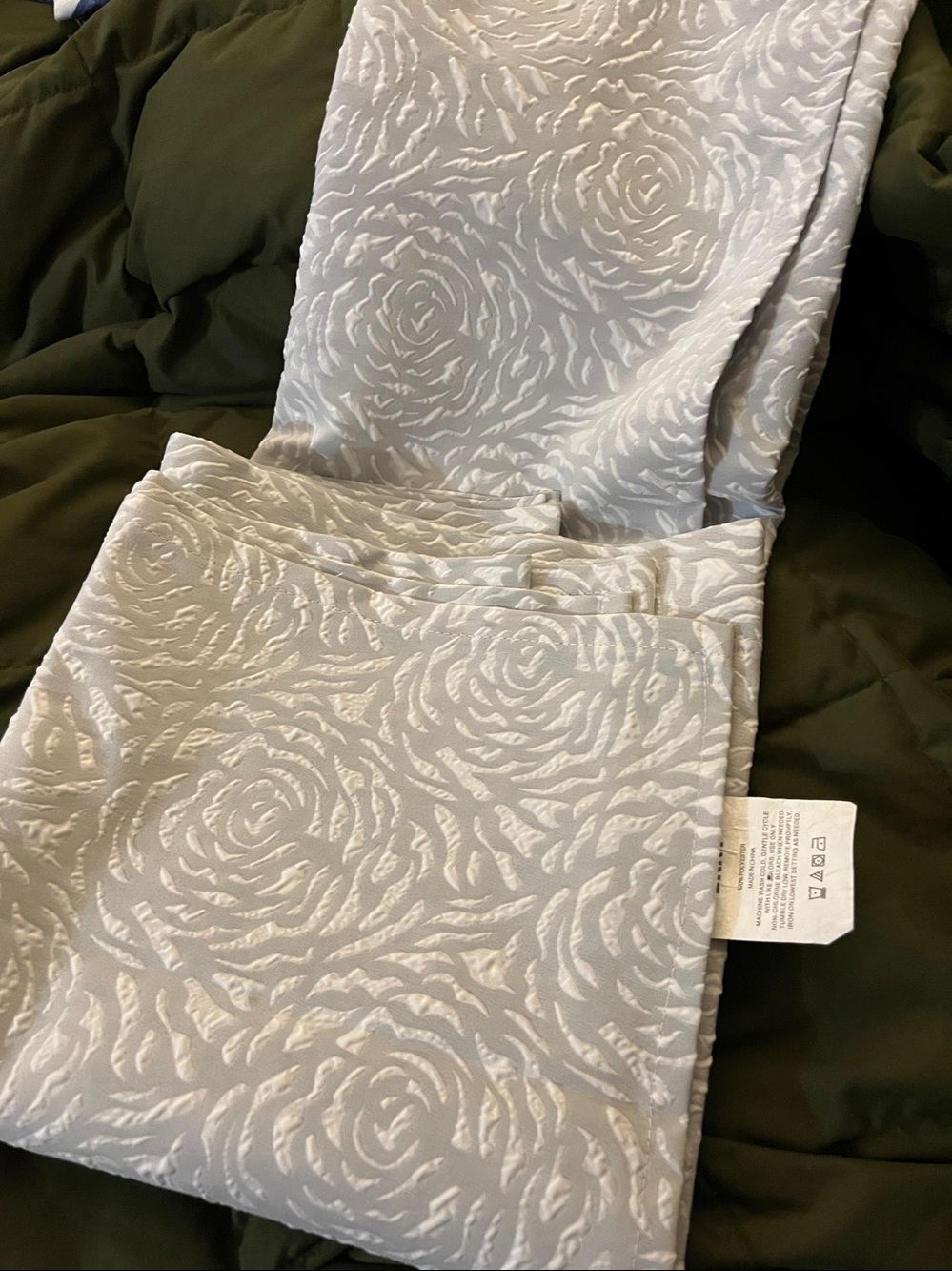 DKNY ~ Rose Jacquard Shower Curtain ~ Grey Silver
